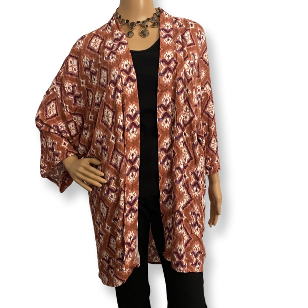 NWT Knox Rose Lightweight Short Sleeve Floral Long Cardigan, XL